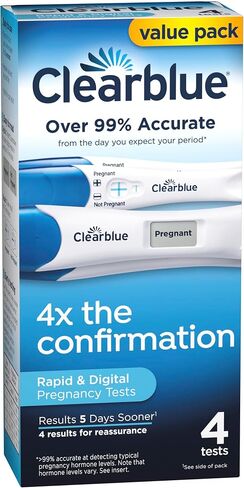 Clearblue Pregnancy Test Combo Pack, 4ct - Digital with Smart Countdown & Rapid Detection - Value Pack in Kuwait