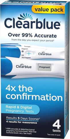 Clearblue Pregnancy Test Combo Pack, 4ct - Digital with Smart Countdown & Rapid Detection - Value Pack in Kuwait