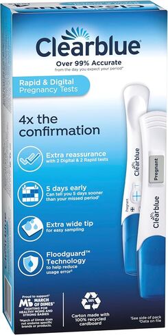 Clearblue Pregnancy Test Combo Pack, 4ct - Digital with Smart Countdown & Rapid Detection - Value Pack in Kuwait