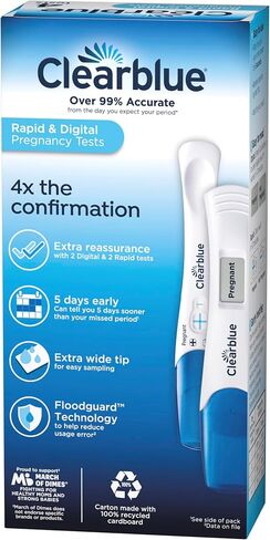 Clearblue Pregnancy Test Combo Pack, 4ct - Digital with Smart Countdown & Rapid Detection - Value Pack in Kuwait