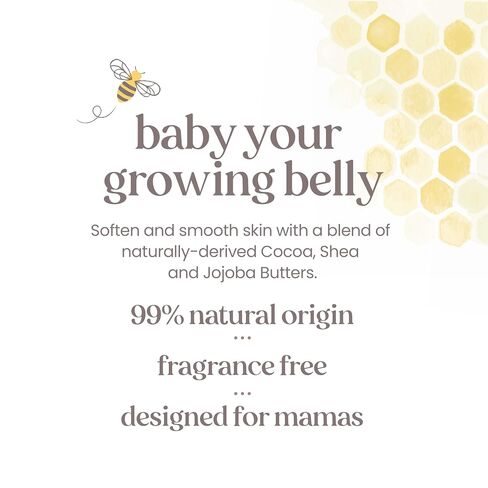 Burt's Bees Mama Belly Butter Stretch Mark Cream for Pregnancy Massages Body & Reduces Scar Appearance, Prenatal & Postnatal Tummy Skin Care, Shea Butter & Vitamin E Rich Formula, 6.5 Oz Tub in Kuwait
