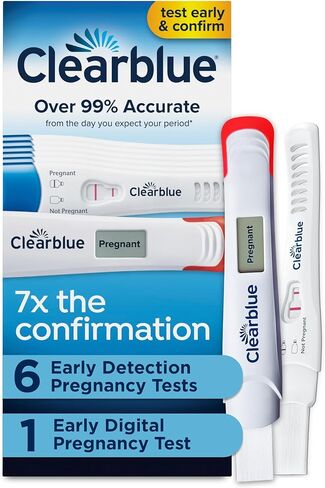 Clearblue Early Pregnancy Test Kit, At-Home Pregnancy Test Kit for Women, hCG Hormone Pregnancy Tests with Easy-to-Read Results, 7 Tests in Kuwait