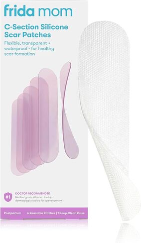 Frida Mom C-Section Silicone Strips, C-Section Recovery Must Have Scar Patches, Reusable Medical Grade Treatment for Keloid Scars, Includes Case & Pouch in Kuwait