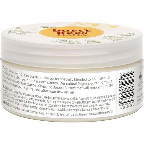 Burt's Bees Mama Belly Butter Stretch Mark Cream for Pregnancy Massages Body & Reduces Scar Appearance, Prenatal & Postnatal Tummy Skin Care, Shea Butter & Vitamin E Rich Formula, 6.5 Oz Tub in Kuwait