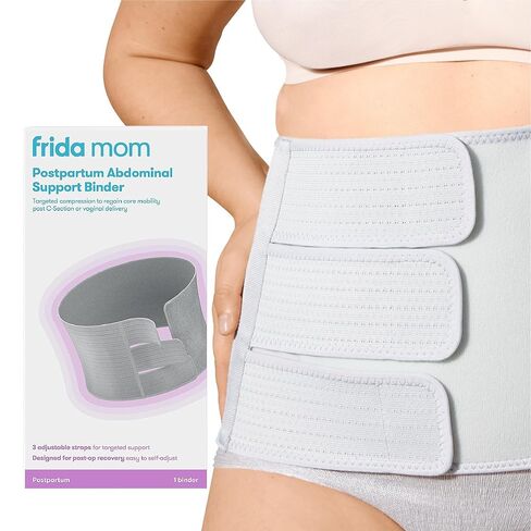 Frida Mom Belly Binder, Postpartum Essentials for Natural and C-Section Recovery, Adjustable Compression Wrap, After Birth Brace, Abdominal Band, 9" High in Kuwait