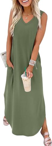 Sampeel Summer Dresses Maxi Dress Vacation Beach Sundresses 2025 with Pockets in Saudi Arabia