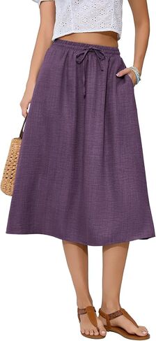 Witsmile 2025 Flowy Skirts for Women Below Knee High Waist Skirts for Women with Pockets Vacation Wardrobe in Kuwait
