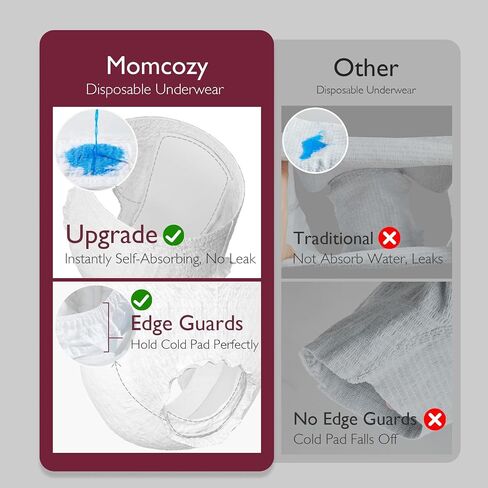 Momcozy Postpartum Recovery Essentials Kit, Labor Delivery Mom Care Kit, Self-Absorbent Disposable Underwear Nipple Nursing Pads Upside Down Peri Bottle Cold Pads Cooling Foam Canvas Bag Set in Kuwait