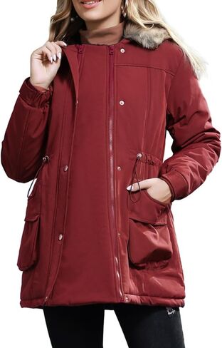 Maacie Maternity Winter Coat Baby Wearing Jacket 3 In 1 Outerwear | Pocket,Hooded,Fleece Lined,Zip Panels,Windproof,Suitable for maternity/postpartum baby-carrying/postpartum regular wear in Kuwait