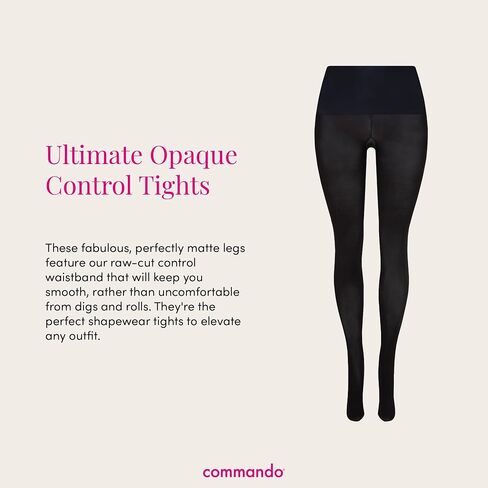 commando - Ultimate Opaque Matte Tights | Smoothing Waistband | Comfortable Hosiery | Women’s Tights for Dresses & Skirts | Black, Medium in Kuwait