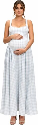 Cichic Women's Maternity Gingham Maxi Dress, Adjustable Strap Sundress for Daily Wear & Baby Shower in Saudi Arabia