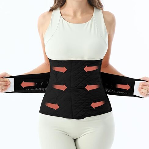 Allaugh Postpartum Belly Band for Women: Abdominal Binder Post Surgery C Section, Soft Fabric Abdominal Wrap for All Day, Comfort Non-Itchy, After Birth Recovery Back Support,Large,Black in Kuwait