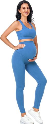 Women's Maternity 2 Piece Outfit Set - Bra & Shorts for Pregnancy - Yoga workout Lounge Wear Sets in Kuwait