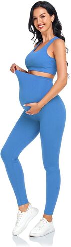 Women's Maternity 2 Piece Outfit Set - Bra & Shorts for Pregnancy - Yoga workout Lounge Wear Sets in Kuwait