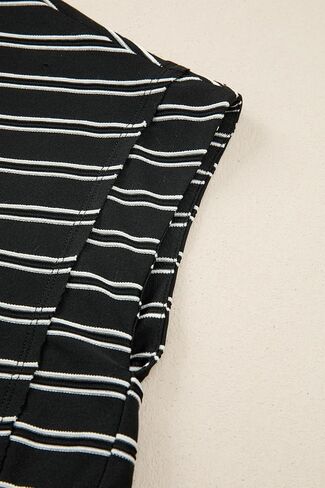 BLENCOT Women's Maternity 2 Piece Outfits Striped Knit Tank Tops and Shorts Pregnancy Loungewear Mama Clothes Black L in Kuwait