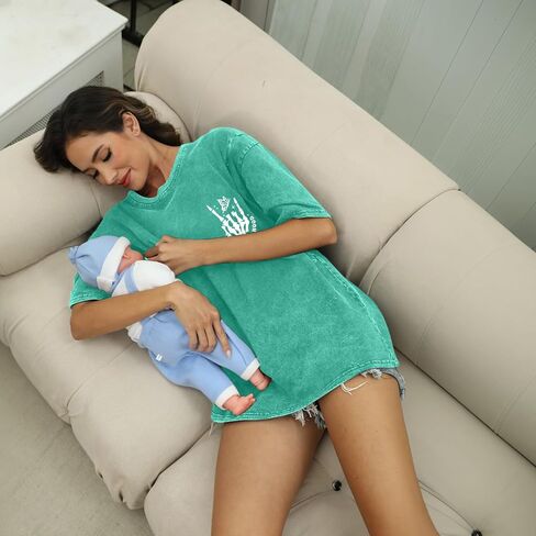 Nursing Shirts for Breastfeeding Zipper Maternity Summer Shirt for Women Motherhood Breast Feeding Friendly Tops(Green,M) in Kuwait