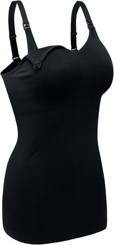 Womens Maternity Nursing Tank Cami for Breastfeeding with Adjustable Straps Color Black DGrey White Size M in Kuwait