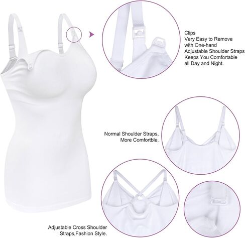 Womens Maternity Nursing Tank Cami for Breastfeeding with Adjustable Straps Color Black DGrey White Size M in Kuwait