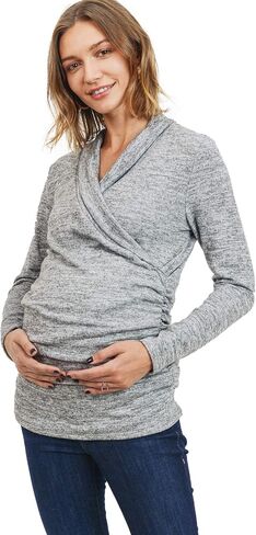 Women's Long Sleeve Maternity Sweater Top (Heather Grey, Small) in Kuwait
