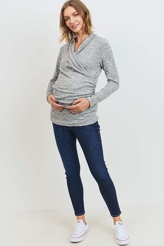 Women's Long Sleeve Maternity Sweater Top (Heather Grey, Small) in Kuwait