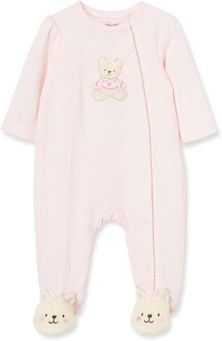 Little Me Clothes for Baby Girls 100% Cotton Scratch-Free Tag Footed One-Piece Romper and Hat Sleeper Set in Kuwait