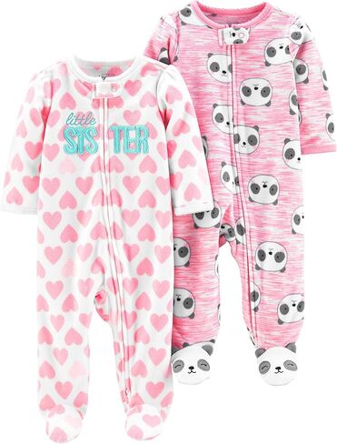 Simple Joys by Carter's Baby Girls' Cotton and Fleece Footed Sleep and Play, Pack of 2 in Kuwait