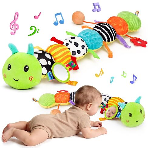Topsochir Baby Caterpillar Toys 0-3-6 Month Musical Stuffed Animal Plush Tummy Time Toy for Infant 6-12 Month Teething Sensory Toy with Crinkle Rattle Babies 0 2 3 4 5 6 Month Newborn Birthday Gifts in Kuwait