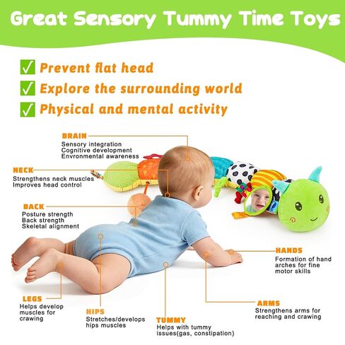 Topsochir Baby Caterpillar Toys 0-3-6 Month Musical Stuffed Animal Plush Tummy Time Toy for Infant 6-12 Month Teething Sensory Toy with Crinkle Rattle Babies 0 2 3 4 5 6 Month Newborn Birthday Gifts in Kuwait