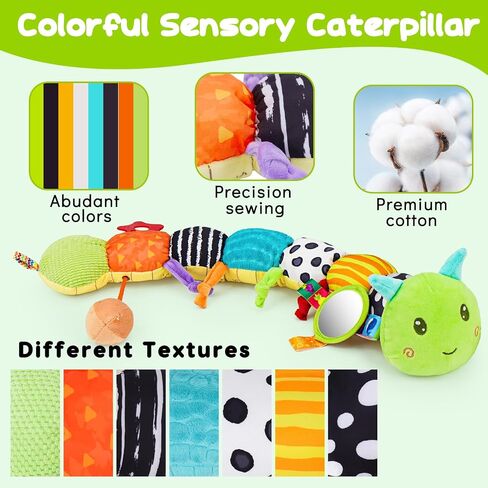 Topsochir Baby Caterpillar Toys 0-3-6 Month Musical Stuffed Animal Plush Tummy Time Toy for Infant 6-12 Month Teething Sensory Toy with Crinkle Rattle Babies 0 2 3 4 5 6 Month Newborn Birthday Gifts in Kuwait