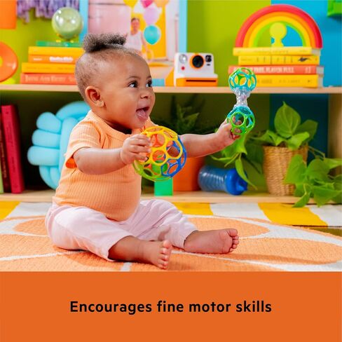 Bright Starts Easy-Grasp Oball Bundle Gift Set - Grasp The Day, Ball and Rattle Toys 2-Pack, BPA Free, Unisex, Newborn+ in Kuwait