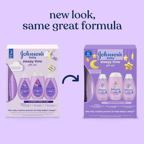 Johnson's Baby Sleepy Time Gift Set with Calming Bedtime Bath, Bedtime Lotion & Calming Shampoo, Baby Bedtime Essentials with Relaxing NaturalCalm Aromas, Hypoallergenic, 3 Items in Kuwait