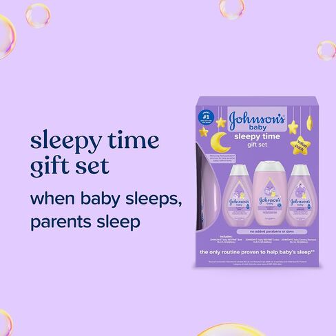 Johnson's Baby Sleepy Time Gift Set with Calming Bedtime Bath, Bedtime Lotion & Calming Shampoo, Baby Bedtime Essentials with Relaxing NaturalCalm Aromas, Hypoallergenic, 3 Items in Kuwait