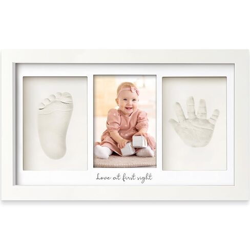KeaBabies Baby Hand and Footprint Kit, Clay Keepsake Frame (Alpine White) | Quick Dry Handprint and Footprints, Newborn Nursery Picture Frame, Personalized New Mom Gifts for Baby First Christmas Shower in Saudi Arabia