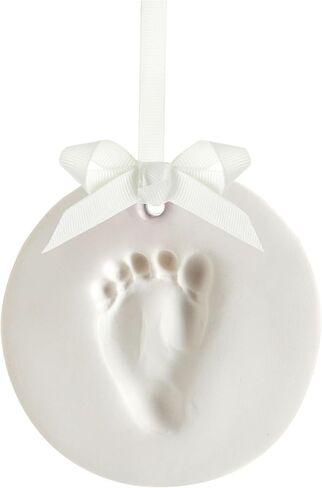 DIY Baby Handprint Ornament Kit, No Mess Keepsake, White | Footprint or Handprint Keepsake Impression, Hanging Nursery Decor, Baby’s First Christmas Gift in Kuwait