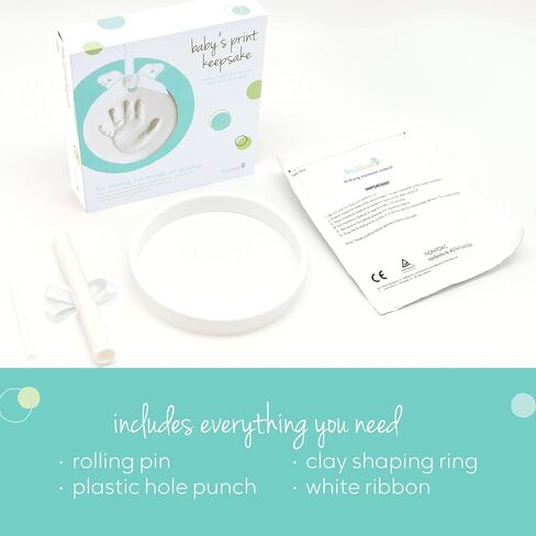 DIY Baby Handprint Ornament Kit, No Mess Keepsake, White | Footprint or Handprint Keepsake Impression, Hanging Nursery Decor, Baby’s First Christmas Gift in Kuwait