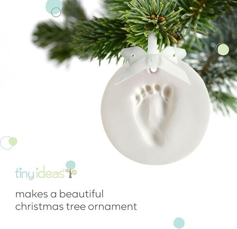 DIY Baby Handprint Ornament Kit, No Mess Keepsake, White | Footprint or Handprint Keepsake Impression, Hanging Nursery Decor, Baby’s First Christmas Gift in Kuwait