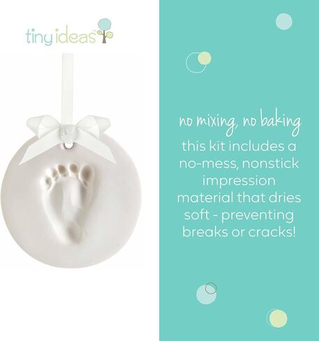DIY Baby Handprint Ornament Kit, No Mess Keepsake, White | Footprint or Handprint Keepsake Impression, Hanging Nursery Decor, Baby’s First Christmas Gift in Kuwait
