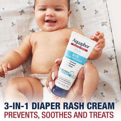 Aquaphor Baby Skin Care Essentials Gift Set, 3 Item Variety Pack | Baby Wash and Shampoo (16.9 FL OZ), Healing Ointment for Chapped Skin and Drool Rash (7 OZ), Diaper Rash Cream (3.5 OZ) in Kuwait