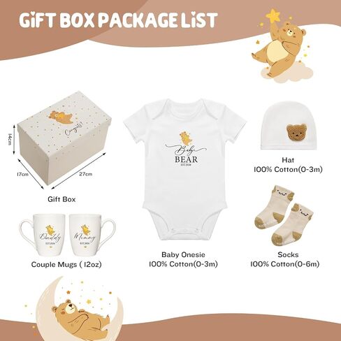 AW BRIDAL New Mom Gifts for Women 2026, New Parents Gift for Couples, Baby Gift Basket for Boys Girls Baby Shower, Gender Reveal Gifts with Mom and Dad Coffee Mugs for Parents to Be, First Time Moms in Saudi Arabia