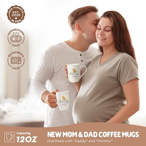 AW BRIDAL New Mom Gifts for Women 2026, New Parents Gift for Couples, Baby Gift Basket for Boys Girls Baby Shower, Gender Reveal Gifts with Mom and Dad Coffee Mugs for Parents to Be, First Time Moms in Saudi Arabia