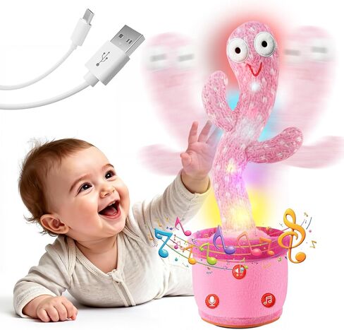 SANJOIN Dancing Talking Cactus Toy for Baby Toddlers, Baby Girl Toys with Adjustable Volume, Mimicking, Recording & Singing. Baby Toys for Girls, Interactive Baby Gifts for Girl & Boy in Kuwait