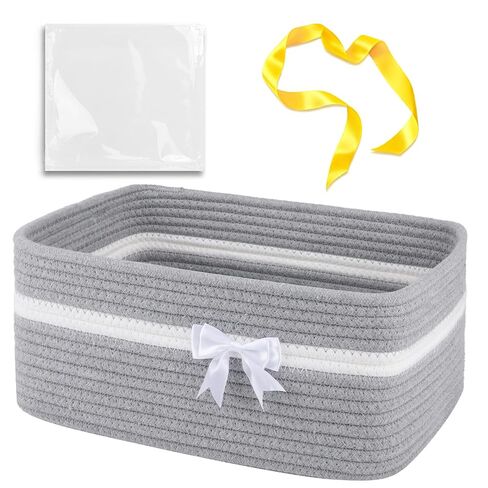 OIAHOMY Large Woven Storage Basket with Handles for Nursery Living Room Shelves, Bow Basket for Gifts Empty with Gift Bags and Ribbons for Baby Showers Pet Toy Bin - Pink in Kuwait