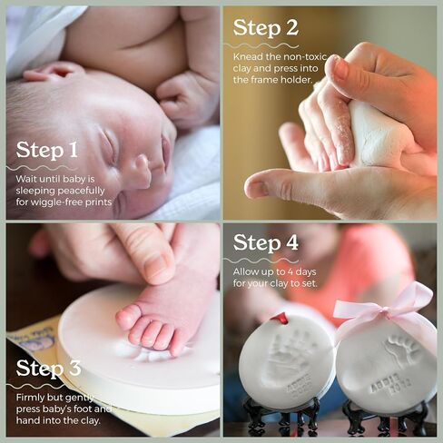 Little Hippo Baby Ornament Keepsake Kit (Newborn Bundle) - 2 Easels, 4 Ribbons & Letters! Handprint and Footprint Clay Casting Kit for Baby Shower Gifts, Boys & Girls in Kuwait