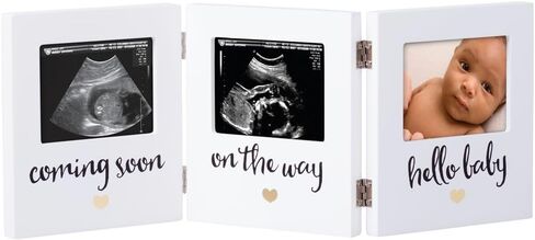 Pearhead Triple Sonogram Keepsake Photo Frame, Gender Neutral Ultrasound Keepsake, Ideal Pregnancy Gift For First Time Moms, Baby Shower and Nursery Decor, 3.5"x2.5" Photo Insert, White in Kuwait