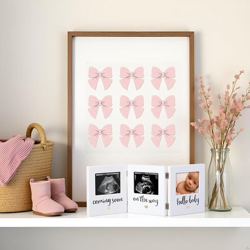Pearhead Triple Sonogram Keepsake Photo Frame, Gender Neutral Ultrasound Keepsake, Ideal Pregnancy Gift For First Time Moms, Baby Shower and Nursery Decor, 3.5"x2.5" Photo Insert, White in Kuwait