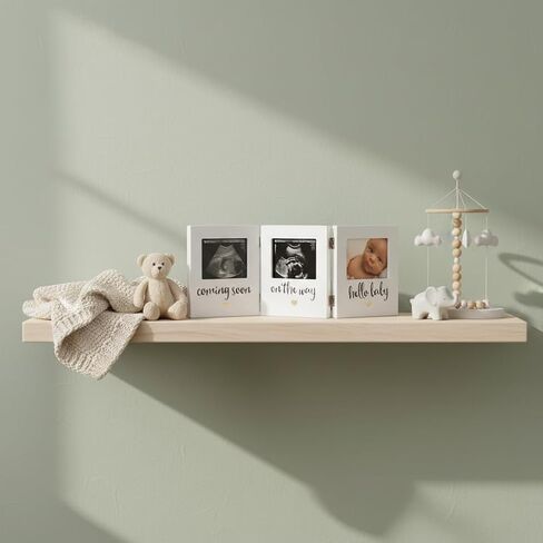 Pearhead Triple Sonogram Keepsake Photo Frame, Gender Neutral Ultrasound Keepsake, Ideal Pregnancy Gift For First Time Moms, Baby Shower and Nursery Decor, 3.5"x2.5" Photo Insert, White in Kuwait