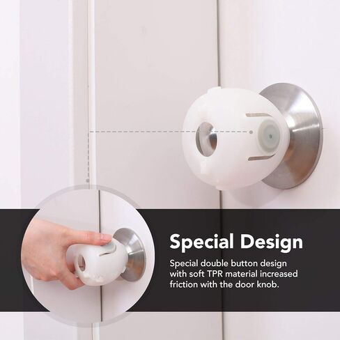 Mom's Choice Gold Awards Winner - EUDEMON 4 Pack Baby Safety Door Knob Covers Door Knob Locks(not Suit for All Door knobs) in Kuwait