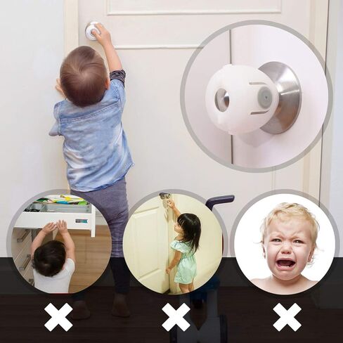 Mom's Choice Gold Awards Winner - EUDEMON 4 Pack Baby Safety Door Knob Covers Door Knob Locks(not Suit for All Door knobs) in Kuwait