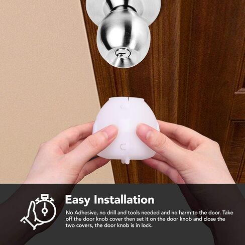 Mom's Choice Gold Awards Winner - EUDEMON 4 Pack Baby Safety Door Knob Covers Door Knob Locks(not Suit for All Door knobs) in Kuwait