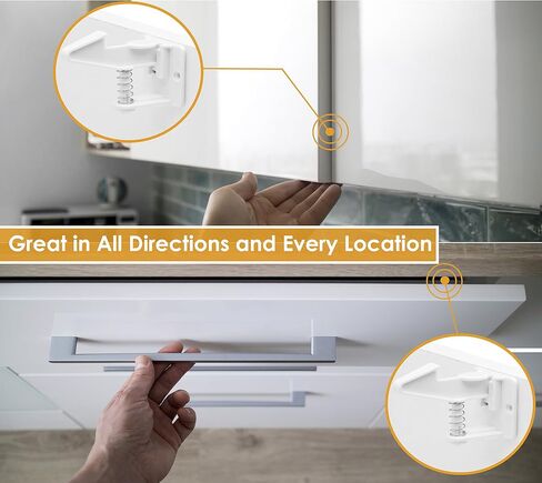 [12-Pack] Invisible Baby Proofing Cabinet Locks - No Drill Child Safety Drawer Latches - Adhesive Childproof Latch for Cabinets, Kitchen & Furniture - Secure Toddler & Infant Safety No Tools Required in Kuwait